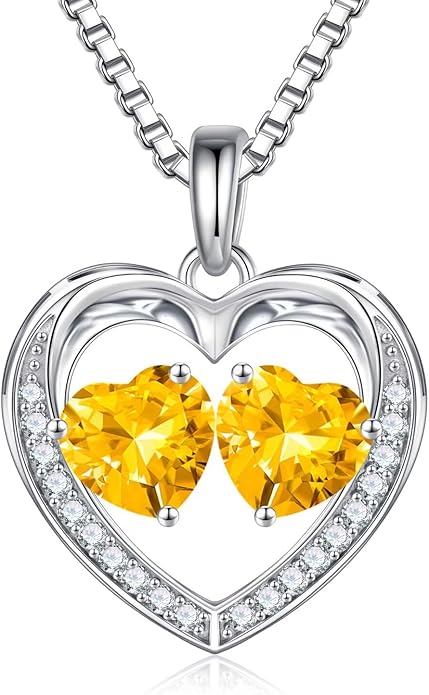 Iefil Christmas Gifts for Women Wife - 925 Sterling Silver Heart Birthstone Necklace, Anniversary Birthday Gifts for Women Wife Girlfriend Mom, Birthstone Jewelry Gift for Her
