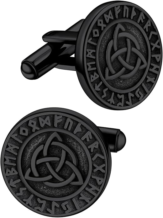 FaithHeart Mens Cufflinks, Norse Viking Tuxedo Shirt Cuff Links, Stainless Steel Cuff Links and Shirt Studs, Gift Box