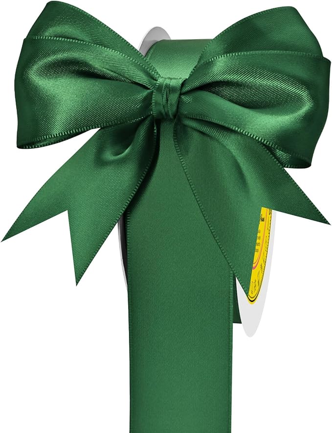 LEEQE Double Face Satin Ribbon 1-1/2 inch X 50 Yards Polyester Forest Green Ribbon for Gift Wrapping Very Suitable for Weddings Party Hair Bow Invitation Decorations and More