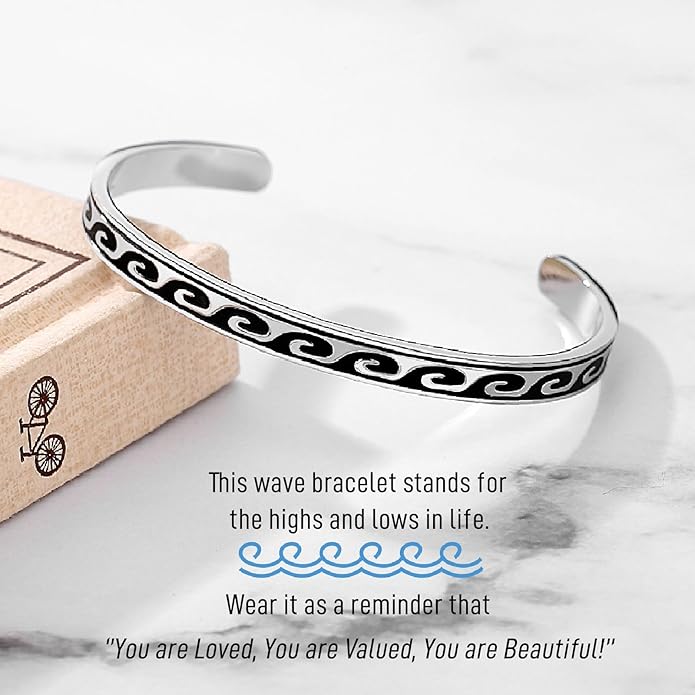 TONY & SANDY Inspirational Bracelets for Women Teen Girls Personalized Gifts for Daughter Granddaughter Mom Sister Friends Stainless Steel Engraved Cuff Birthday Easter Christmas