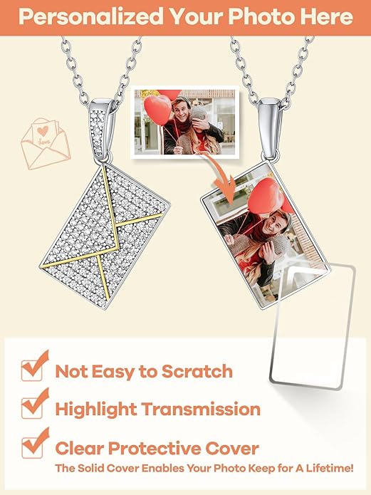 Supcare Locket Necklace That Holds Pictures-Engraved Photo Pendant Custom Jewellery Gifts for Men Women (with Jewellery Gift Box)