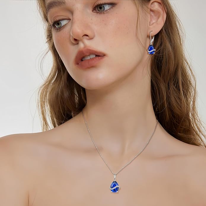 Teardrop Necklace for Women 925 Sterling Silver Birthstone Necklace Pendant Jewelry Gifts for Her