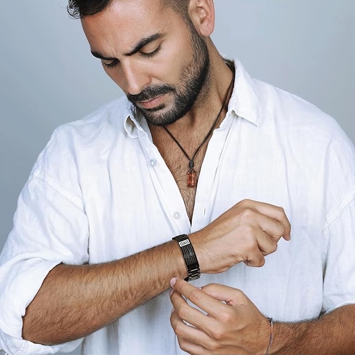 VNOX Masculine Watch Band Stainless Steel Link Bracelet Personalized Jewelry Gift for Men DAD Father Husband Boyfriend