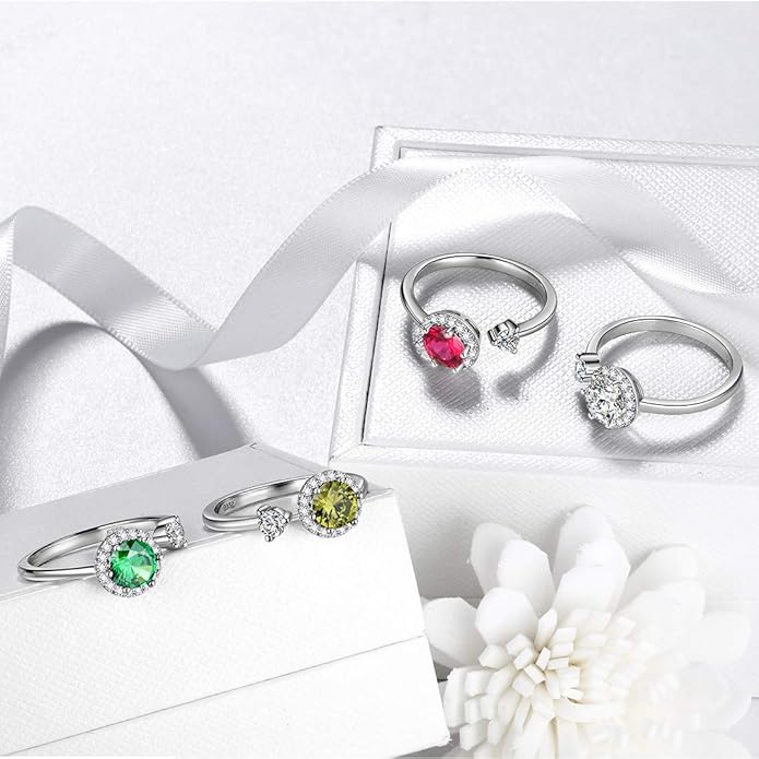 Aurora Tears 925 Sterling Silver 12 Birthstones Necklace/Earring/Ring/Bracelet Women Birthstone Pendant Crystal Fashion Birthday Jewelry Christmas Gift for Girls Women