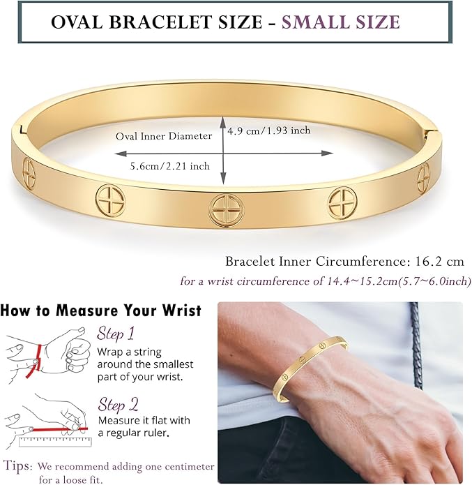 18K Gold-plated Bracelets for Women Friendship Love Bangle Bracelets Stainless Steel Bracelet Jewelry Birthday Gifts for Women Stocking Stuffers