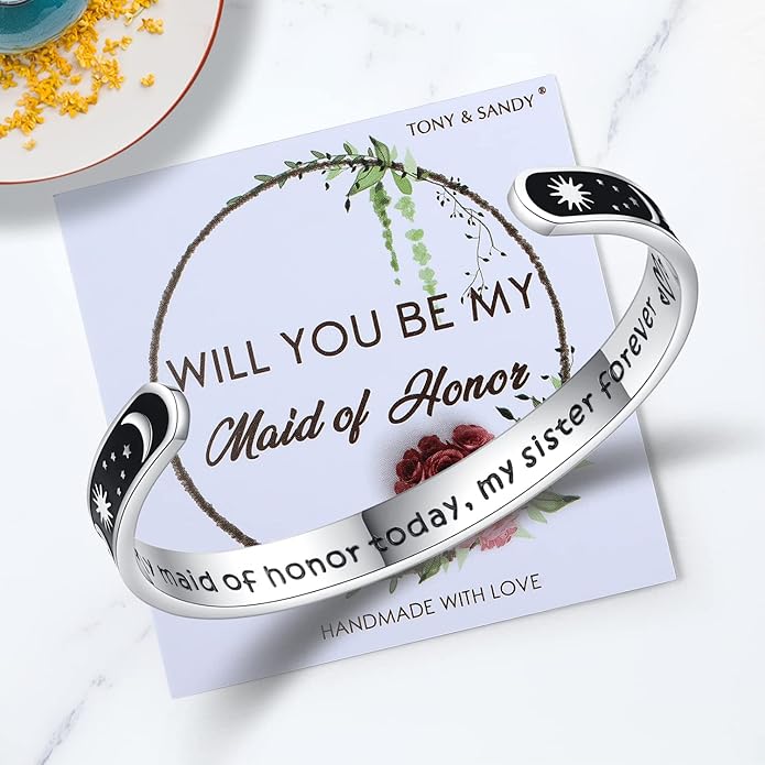 TONY & SANDY Inspirational Bracelets for Women Teen Girls Personalized Gifts for Daughter Granddaughter Mom Sister Friends Stainless Steel Engraved Cuff Birthday Easter Christmas