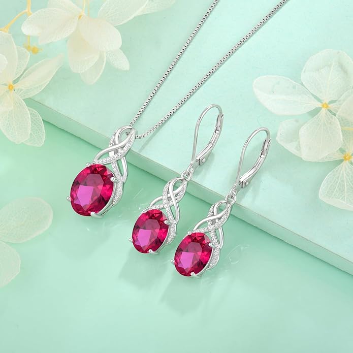 Starchenie 925 Sterling Silver Earrings for Women Infinity Dangle Earrings Amethyst Oval Cut Birthstone Jewelry Gift