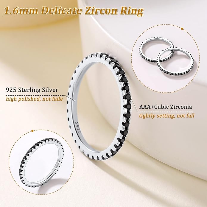 Suplight 925 Sterling Silver Wedding Band Rings, Full Cubic Zirconia Wishbone Ring Love/Lucky Engagement Promise Rings For Women, Size 4-12 (with Gift Box)