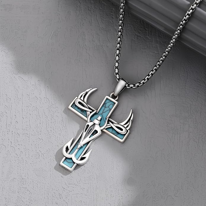 KoyeKei Cross Necklace for Men 925 Sterling Silver Celtic Cross Pendant Christian Jewelry Religious Christmas Gifts for Women
