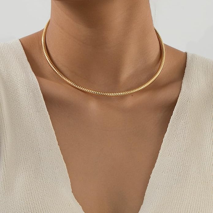 Gold Collar Necklace for Women Trendy African Jewelry Minimalist Statement Choker Metal Jewelry Gifts for Parties, Evenings, and Everyday Wear