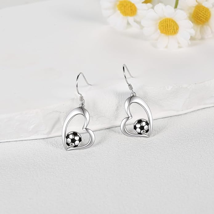 Pickleball/Tennis/Soccer/Volleyball/Golf/Hockey/Basketball Earrings for Women 925 Sterling Sliver Sports Ball Earrings Pickle Ball Dangle Earrings Pickleball Jewelry Gifts for Women Lover