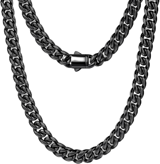 MUSECLOUD Gold Cuban Link Chain for Men Mens Stainless Steel Miami Curb Chains Necklace 5/8mm Thick Real Gold/Silver/Black Plated Diamond Cut Non-Tarnish Jewelry Trendy Christmas Gifts 18-26 Inch
