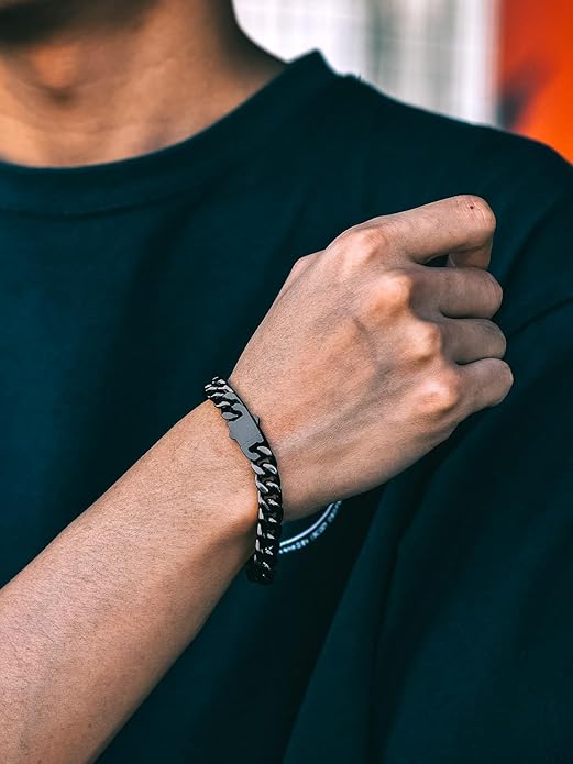 Richsteel 5/7/9/12mm Wide Miami Cuban Link Chain Bracelet for Men Women,Stainless Steel/Gold/Black Plated,7.4/8.2/9 Inch Length,Hip Hop Urban Street-wear Jewelry(Gift Wrapped)