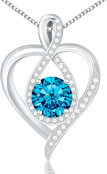 925 Sterling Silver Infinity Heart Necklace for Women, Rhodium Plated Cubic Zirconia Pendant Gift for Girlfriend Wife Mom - Anniversary Valentine's Day Birthday Present with Elegant Gift Box