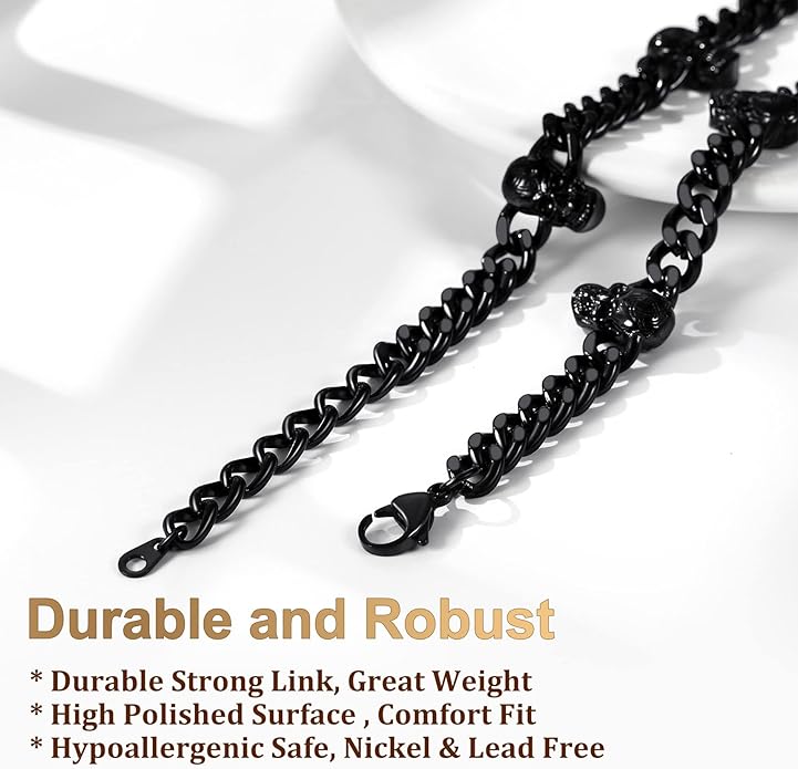 Bestyle Barbed Wire Necklace 5/7/9/12mm Mens Chain Necklaces Hip-hop Punk Gothic Stainless Steel Chain Heavy Thick Cuban Link Chain for Men Women, Length 16/18/20 Inch