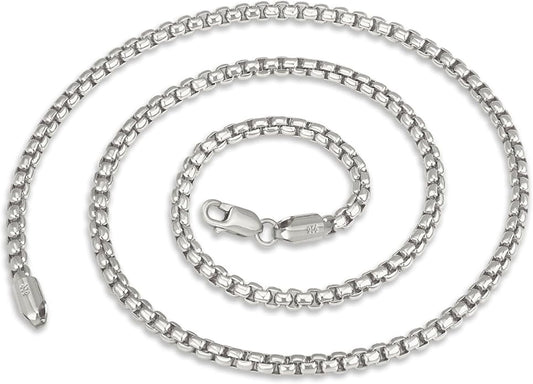 925 Sterling Silver Box Chain 2/3/4/5mm Necklace for Men Silver Link Chain for Women 16/18/20/22/24/26/30 Inches