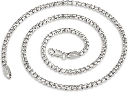 925 Sterling Silver Box Chain 2/3/4/5mm Necklace for Men Silver Link Chain for Women 16/18/20/22/24/26/30 Inches