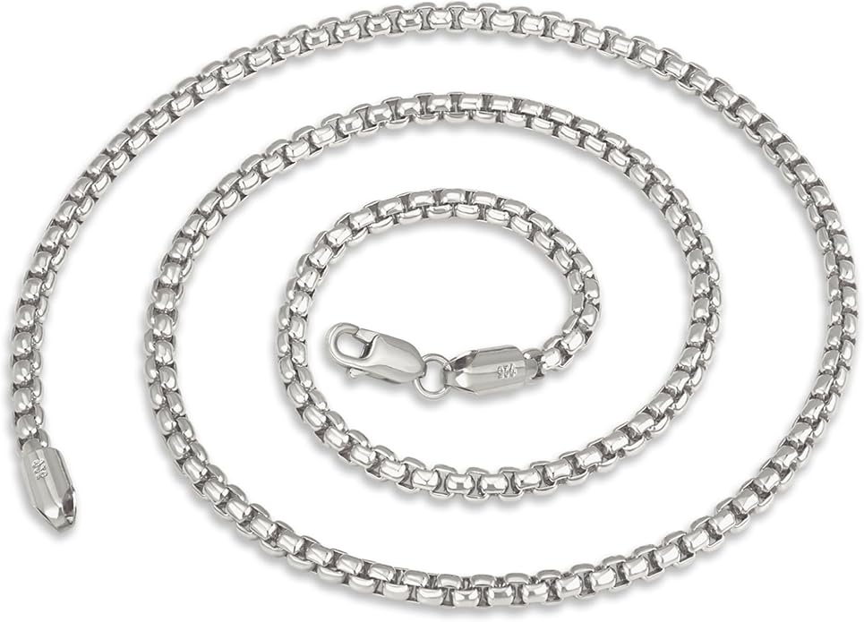 925 Sterling Silver Box Chain 2/3/4/5mm Necklace for Men Silver Link Chain for Women 16/18/20/22/24/26/30 Inches