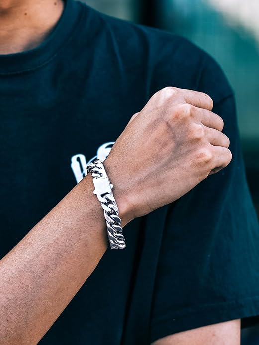 Richsteel 5/7/9/12mm Wide Miami Cuban Link Chain Bracelet for Men Women,Stainless Steel/Gold/Black Plated,7.4/8.2/9 Inch Length,Hip Hop Urban Street-wear Jewelry(Gift Wrapped)