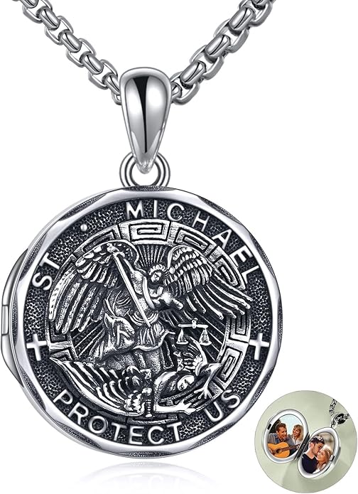 YFN Patron Saint Necklace Sterling Silver Amulet Medal Pendant Religious Protector Jewelry Gifts for Women Men