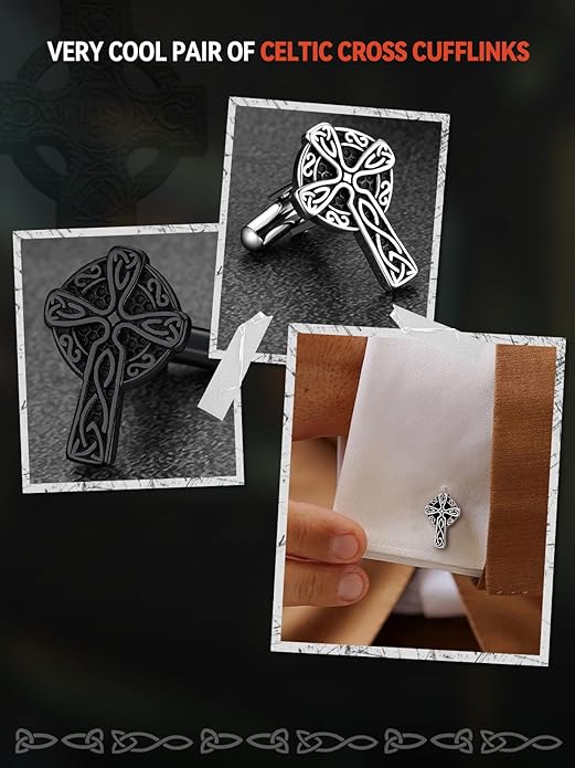 FaithHeart Mens Cufflinks, Norse Viking Tuxedo Shirt Cuff Links, Stainless Steel Cuff Links and Shirt Studs, Gift Box