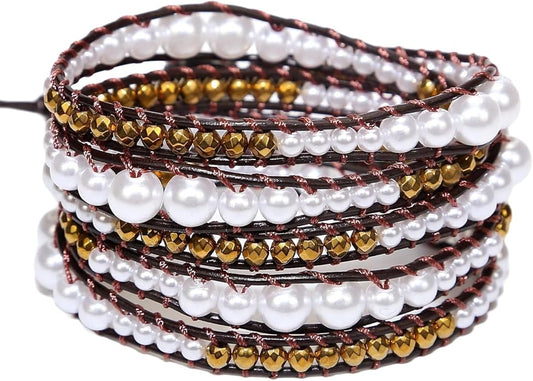 ZOSOJONA Boho Wrap Bead Bracelet for Women - Handmade Adjustable Natural Stone Beaded Bracelets Rope Yoga Healing Bracelet Bangle Hippie Jewelry