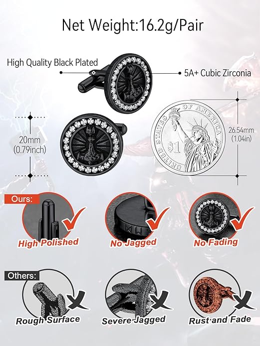 FaithHeart Mens Cufflinks, Norse Viking Tuxedo Shirt Cuff Links, Stainless Steel Cuff Links and Shirt Studs, Gift Box