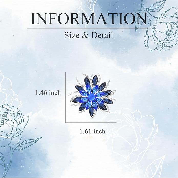 Fashion Flower Brooches for Women Rhinestone Flower Brooches Pins 18k Gold Plated Lapel Pins Jewelry for Girlfriend Wife