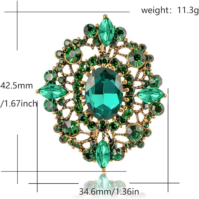LAXPICOL Vintage Clear Austrian Crystal Brooch Pin for Women Elegant Wedding Bridal Brooches Broach Pin 1.69"*1.39"