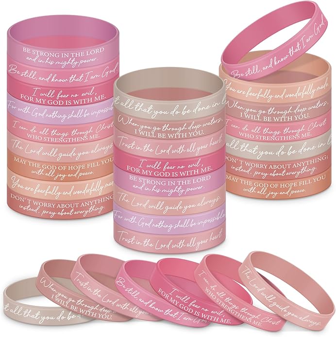 Ecation Bible Verses Bracelets Bulk Scripture Silicone Wristbands Inspirational Motivational Quote Rubber Wristbands Christian Bracelets for Easter Carnival Party Favors