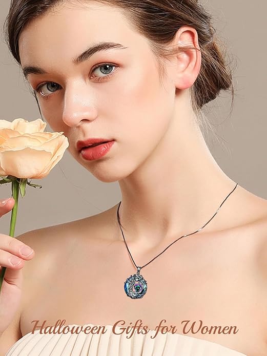 TOUPOP Christmas Gifts Tree of Life Birthstone Necklace 925 Sterling Silver Pendant Austrian Crystal Jewelry Anniversary Birthday Gifts for Women Mom Her Wife