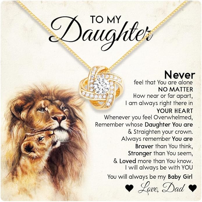 Larvincy To My Daughter Necklace From Dad With Heartfelt Message & Elegant Box, Gifts For Daughter From Father, Beautiful Jewelry Gift From Love Daddy On Graduation, Birthday, Wedding, Christmas