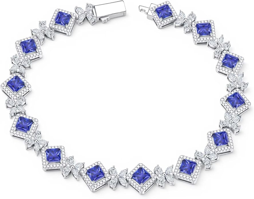 Iefil Tennis Bracelets for Women - 925 Sterling Silver Birthstone Tennis Bracelet, Anniversary Birthday Gifts, Birthstone Jewelry for Women Wife Mom Daughter