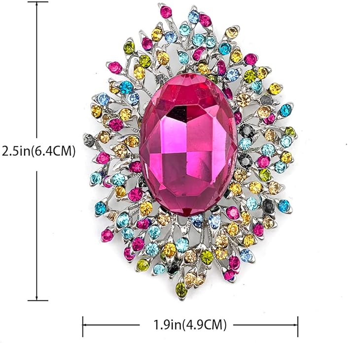 YOQUCOL Elegant Colorful Cubic Zirconia Crystal Bright Rhinestone Brooch Pins for Women Grils