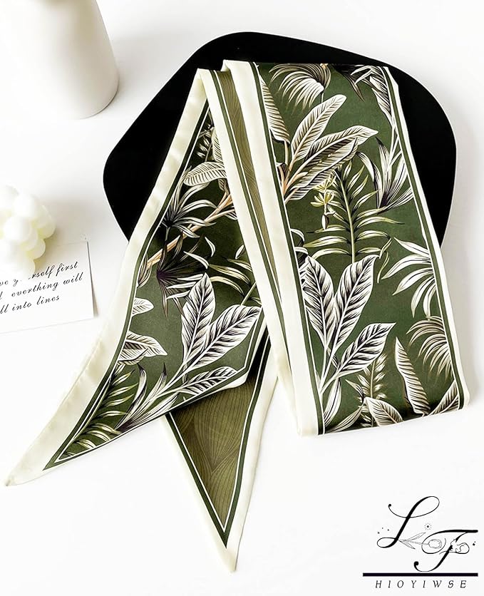 Hioyiwse Head Scarf Hair Neck Scarves For Women Purse Bag Scarfs For Handbags Silky Long Thin Satin Headscarf Fashion
