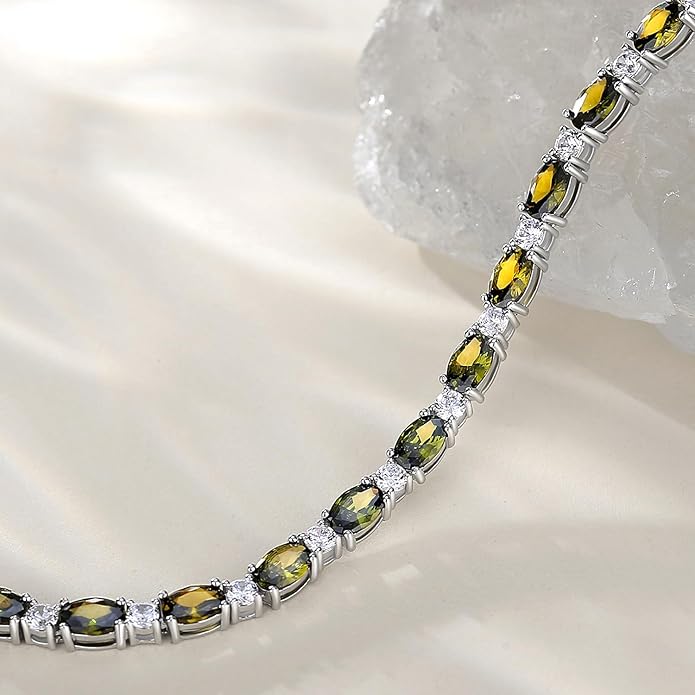 FANCIME Birthstone Bracelets Sterling Silver Tennis Bracelets Charm Fine Jewelry Birthday Gifts for Women 7"