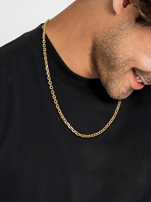 Hoyazvet Cable Chain Stainless Steel Necklace for Men Women, 3/5/8/10/13MM Width, 18K Gold Plated/Black Metal/316L Stainless Steel Sturdy Rolo Link Chain Necklace, 18-30inch Length
