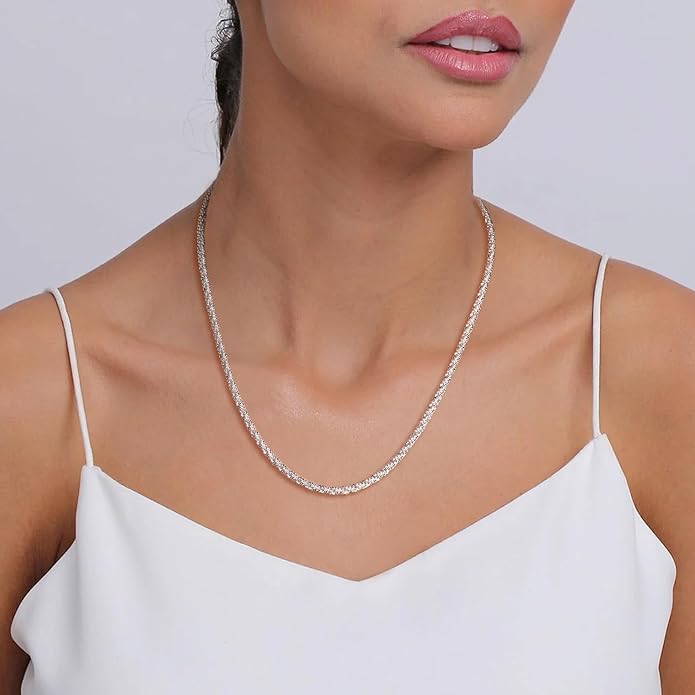 925 Sterling Silver Singapore Chain Lobster Clasp Paperclip Necklace for Women Sparkling Chain 2mm2.5mm3mm4mm5mm Gifts for Her