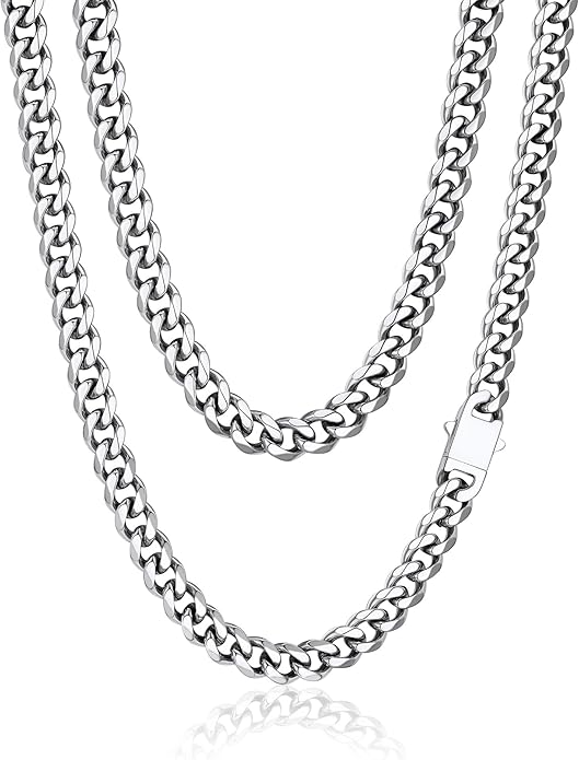 PROSTEEL Miami Cuban Link Chain for Men, 18K Gold/Black/Stainless Steel Necklace,6mm/9mm/12mm Width, Upgrade Clasp & Durable Chain for Mens Womens Jewelry,18"-30",with Gift Box