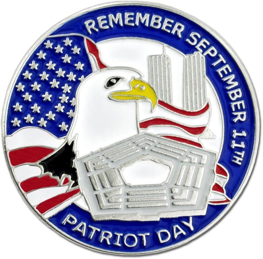 PinMart's 9/11 September 11th Patriotic Twin Towers Lapel Pin – 9/11 Memorabilia and Pentagon Remembrance – Commemorative Enamel Pins for Veterans, Events, Backpacks, Hats - Single or Bulk Packs