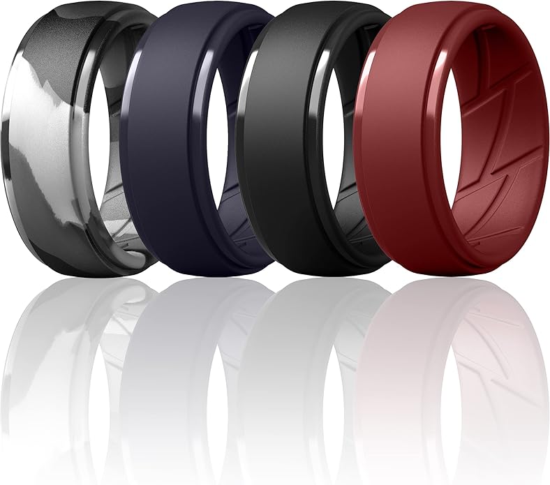 ThunderFit Men's Silicone Rings 10mm Wide 2.5mm Thick Rubber Bands, Breathable, Variety Multipack 1-10