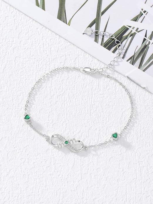 Dorunmo Infinity Bracelet Mom Bracelet 925 Sterling Silver 14K Gold Plated Infinity Heart Anklet for Women Christmas Jewelry Gifts for Wife Mom Daughter