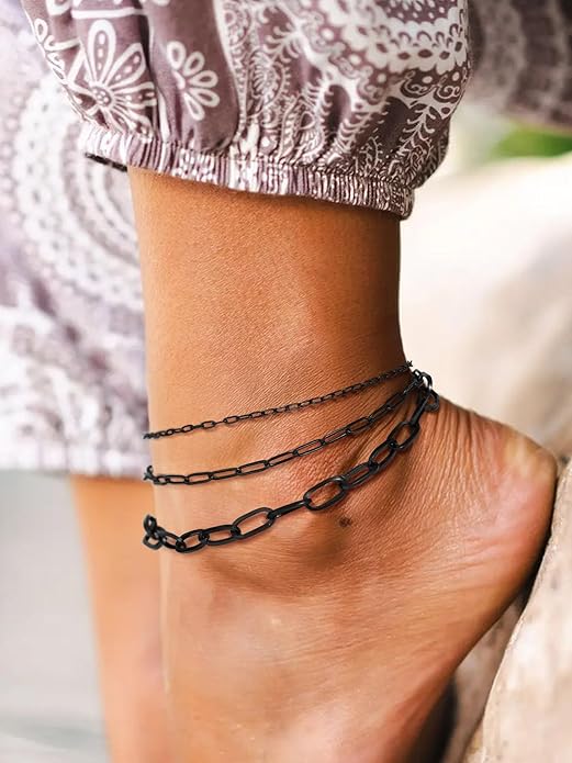 PROSTEEL Stainless Steel Chain Anklets for Women, Silver/Gold Tone, Ankle Bracelets Hypoallergenic, 8-10.5 Inch Adjustable, Come with Box