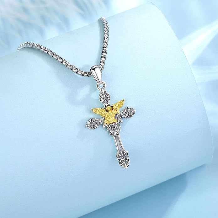 EUDORA 925 Sterling Silver St Christopher/St Benedict/St Michael/Virgin Mary/San Judas Tadeo/Good Shepherd Cross/Archangel Necklace Medal Pendant Protection Religious Amulet Jewelry For Men Women