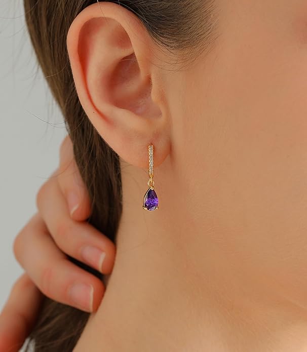 Birthstone 14K Gold Plated Bracelets Earrings Necklaces Jewelry Set， Blue Green May Cubic Zirconia，Friendship Bracelets Jewelry Gifts for Mom Best Friend Birthday