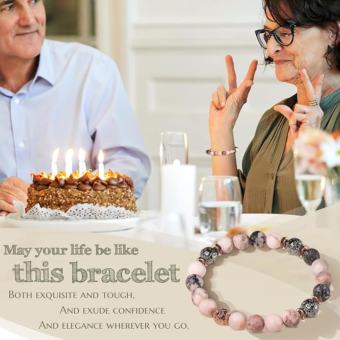 30th 40th 50th 60th 70th 80th Birthday Gifts for Women, Natural Stone Bracelet Birthday Gifts for Mom Daughter Grandma Sister Friends Coworker