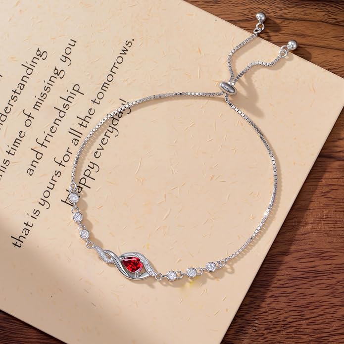 Christmas Gifts Birthstone Bracelet for Women 925 Sterling Silver Infinity Love Jewelry Birthday Gifts for Women Mom Wife Girlfriend