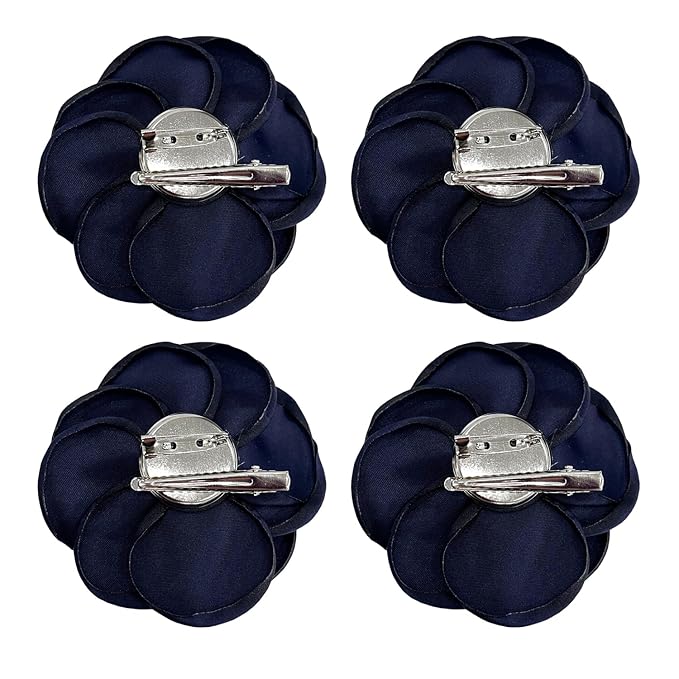 Sanrich Women's Brooches 4pcs Rose Flower Hair Clip Mexican Hair Flowers Clips Hairpin Brooch Tea Party Hats Headpieces (navy blue)