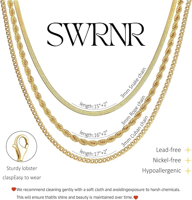 Layered Gold Necklace for Women Dainty 14K Gold/Silver Plated Stacked Necklace for Women Trendy Cuban Paperclip Herringbone Chain Diamond Pendant Necklaces Jewelry Set Accessories Gift