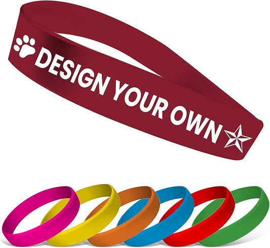 USMG Custom One Color Print Rubber Bracelets Silicone Wristbands - Add a Message - Personalized for Motivation, Events, Support, Fundraisers